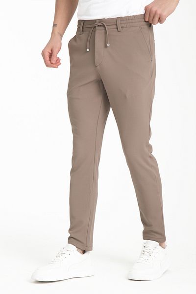 Varetta Ανδρικό Milk Brown Παντελόνι Jogger Lycra με ελαστική μέση και τσέπες με ίσιο πόδι