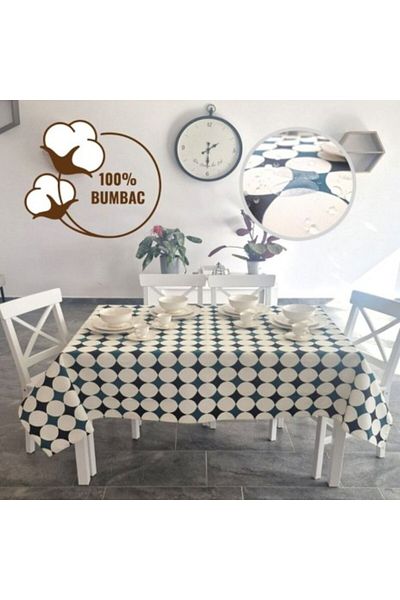 Pucioasa Fata de masa teflonata din bumbac, 160x320cm, model geometric cu buline