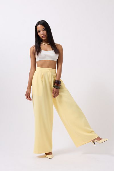Black Fashion Casual High Waist Yellow Pants