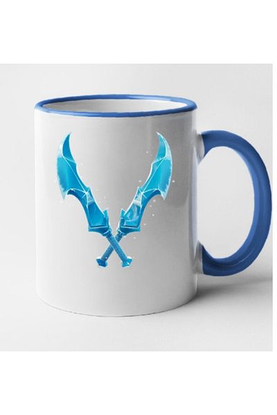OEM Cană personalizată Fortnite cu mâner albastru - Târnăcop Glacial Rift Edges, INOVATIX®. 330ml