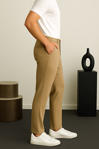 Ser Joven Erkek Camel Slim Fit Kumaş Pantolon