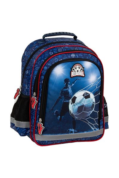 zola Ghiozdan ergonomic, usor, 3 compartimente, fotbal, clasa pregatitoare, 38x28x18 cm
