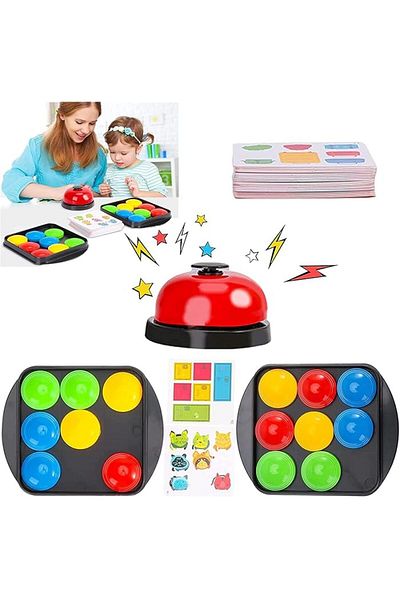 zola Joc de gandire logica,Quick Pucks, 16 discuri, 40 cartonase cu imagini, clopot, 5.2 x 3.2 x 1.5 cm