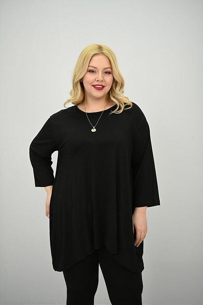 Koza Butik Women's Plus Size Three Quarter Sleeve Asymmetrical Cut Tunic 1964-25