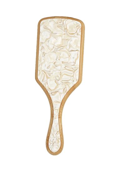 Roberta Lorenz Written Cream Marble Patterned Bamboo Hair Comb