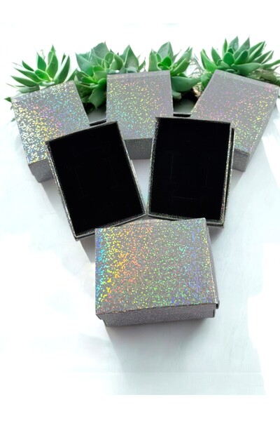 biuti Parlak 6 lı Süngerli Takı Kutusu, Hediyelik Karton Mini Kutu