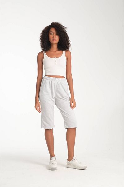 VERSCOVE Women's Capri Length Side Pockets, Adjustable Waist Lacing Bermuda Combed Cotton Shorts