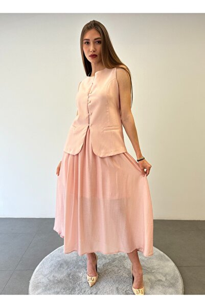 ossons Lined Vest Skirt Set