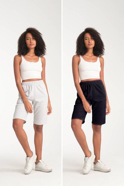 VERSCOVE Women's Maxi Size 2-Pack Advantage Package Basic Combed Cotton Shorts with Side Pockets and Adjustable Waist