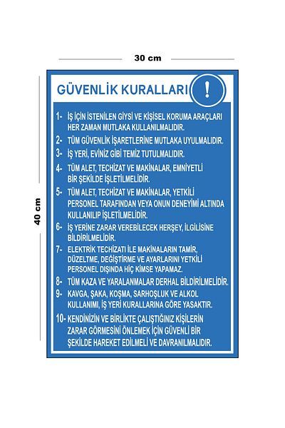 Lucena Metal Safety Rules 30 cm X 40 cm A3 Size Warning Sign Directional Sign