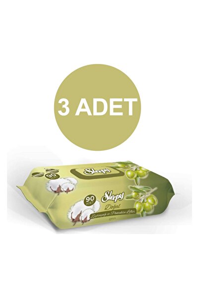Sleepy Doğal Zeytinyağlı Pamuk Islak Havlu Mendil 3lü 270 Yaprak