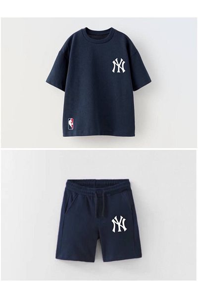 Sipsirin Ny Printed Boys' Summer Two-Piece Suit 100% Cotton, Breathable Combed Cotton Fabric, Shorts Set