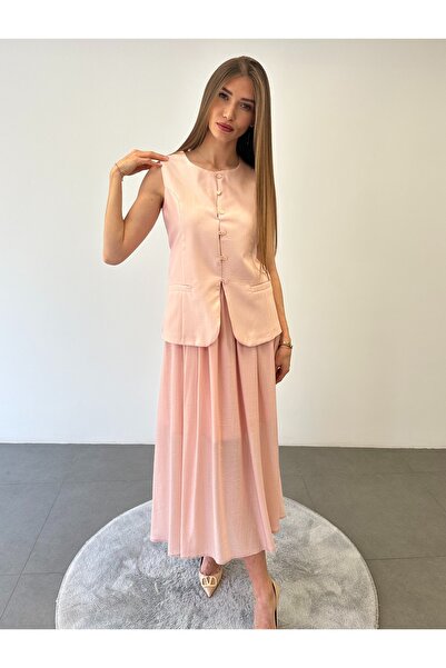 ossons Lined Vest Skirt Set