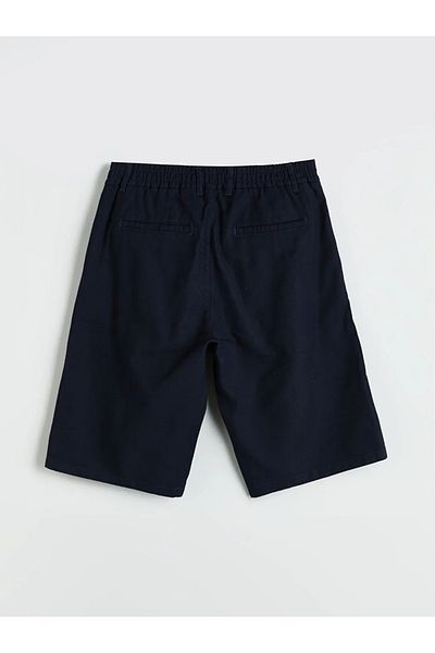 LC Waikiki Southblue navy blue standard fit linen look men's shorts