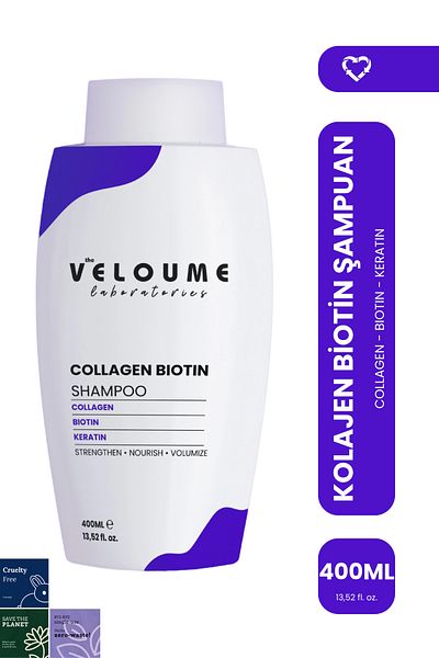 The Veloume Labs Strengthening Nourishing Collagen Biotin Shampoo, Hair Roots Strengthener, Anti Loss, 400 ml