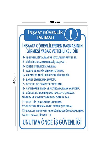 Lucena Metal Construction Safety Instruction 30cm X 40cm A3 Size Warning Sign Directional Sign