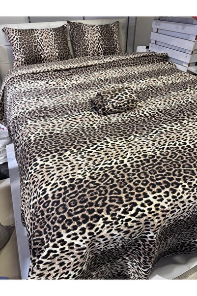 ŞENER HOME Leopard Patterned Sheet Elastic Double Pique Set