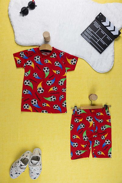 Yalçınoğlu Kids Boys' Suit I Colorful Vibrant Printed Cotton T-Shirt I Comfortable Short-Sleeved Summer T-Shirt & Shorts I