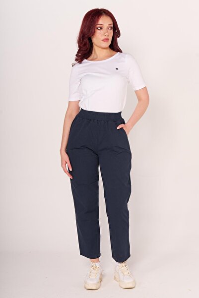 Brs Gabardin Beli Lastikli Klasık Pantolon 24y Sf LACİVERT