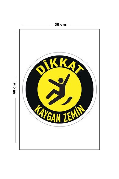 Lucena Metal Caution Slippery Floor - Round 30cm X 40cm A3 Size Warning Sign Directional Sign