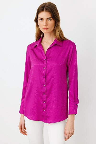 Moda İlgi Modailgi Zebra Desen Jakarlı Gömlek Fuşya