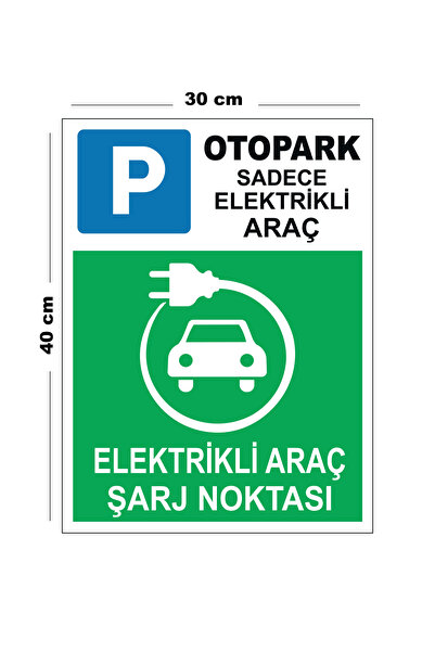 Lucena Metal Elektrikli Araç Şarj Noktası 30cm x 40cm A3 Büyüklüğünde Uyarı L...