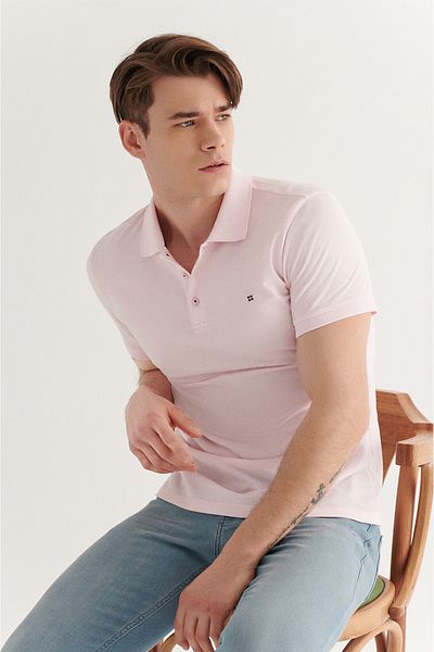 Avva Pánské světle růžové 100% bavlna Cool Polo tričko s límečkem E 001004