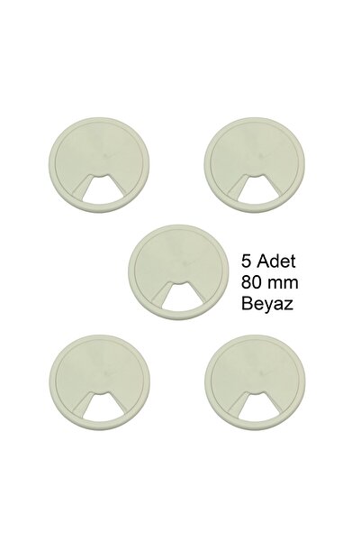 Adilon Masa Üstü Kablo Kanalı Deliği Kapağı Beyaz Masa Kapağı 8 cm (5 Adet)