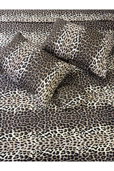ŞENER HOME Leopard Patterned Sheet Elastic Double Pique Set