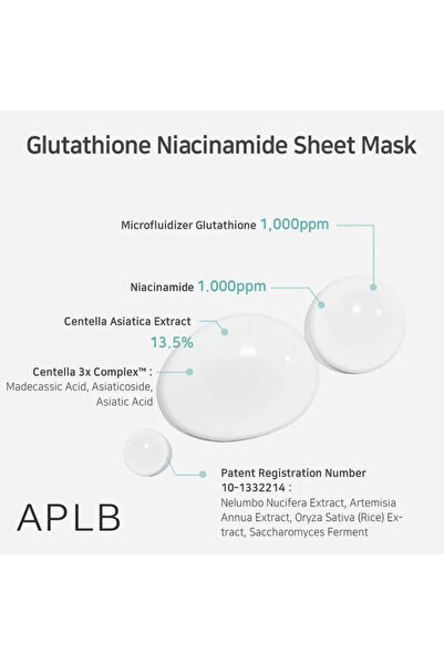 APLB Masca de față cu glutathion și niacinamidă, APLB, 25ml