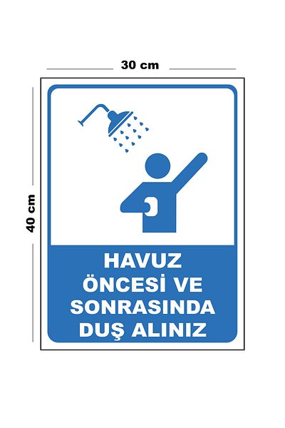 Lucena Metal Pool Take a Shower before and after 30cm X 40cm A3 Size Warning Sign Directional
