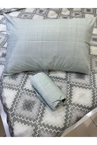 ŞENER HOME Canvas Patterned Bed Sheet Elastic Single Pique Set - Mint