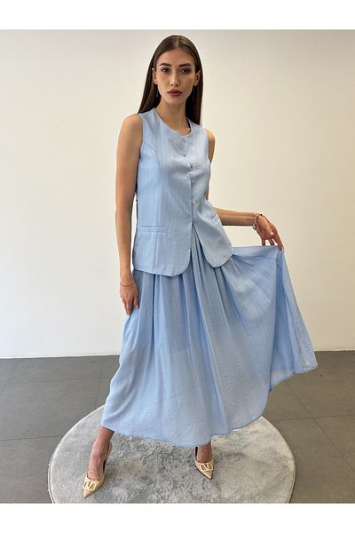 ossons Lined Vest Skirt Set