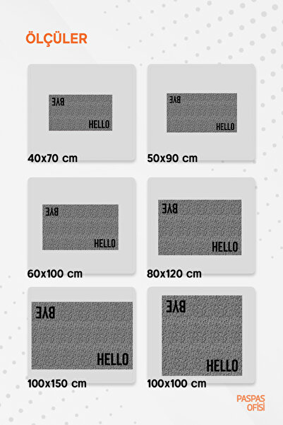 Paspas Yap Hello Bye Baskılı Kıvırcık Paspas İşyeri Paspası Ev Paspası