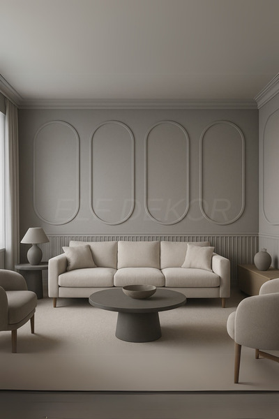 ELF DEKOR Modern Dekoratif Duvar Paneli – Ahşap Duvar Çıtası Oval Serisi