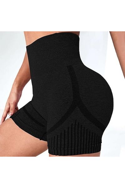 OEM Pantaloni scurți de yoga cu talie înaltă, fără cusături, elastici, pentru fitness, alergare, negri,