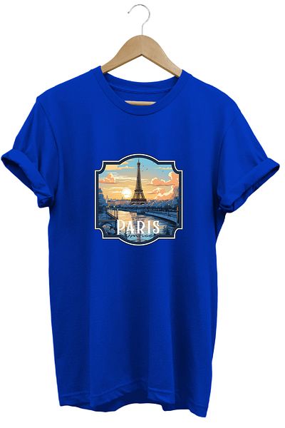 remonz Tricou cu decolteu rotund, 100% bumbac, cu imprimeu Paris, seria Cities
