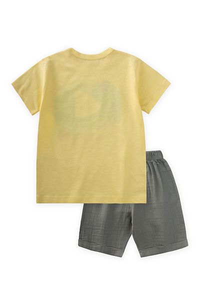 Cigit Sailing Printed T-Shirt Suit 1-5 Years Yellow