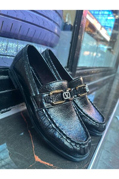 MİSS PARK MODA Black Buckle Loafer Shoes