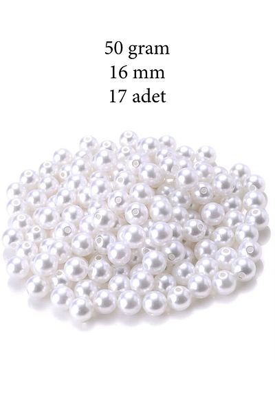 STUMBANNG 50grams 16mm white color plastic pearl beads for bags & jewelry making bead (~17pcs)