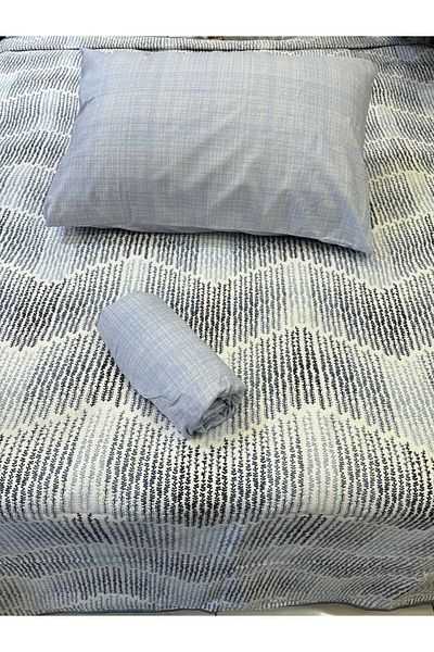 ŞENER HOME Set de piqué dublu elastic cu model Blue Delta