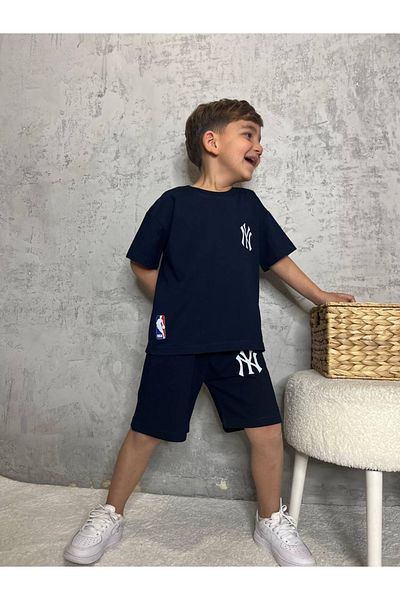 Sipsirin Ny Printed Boys' Summer Two-Piece Suit 100% Cotton, Breathable Combed Cotton Fabric, Shorts Set