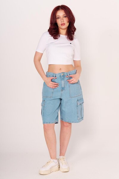 Villager&Son Vs Kargo Cepli Uzun Kot Şort 25y Kso DENİM