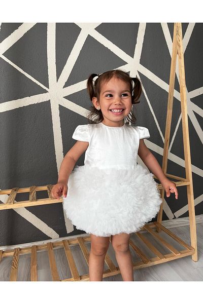 Serackids Baby Girl Child Short Sleeve Tulle Tutu Special Day Party Birthday Princess Satin Evening Dress