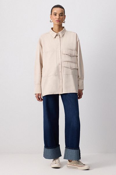 Touché Privé Oversize Shirt with Double Cap Detail