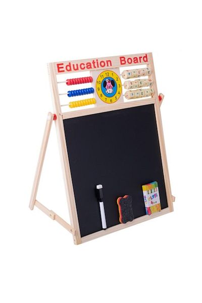 varioshop Tabla educativa magnetica Montessori VarioShop® 2 fete cu abac, numere, ceas, semne de calcul si al