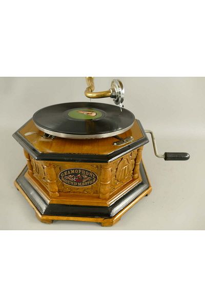 Zenlife Octagonal decorative gramophone, wood, brown, H. 66