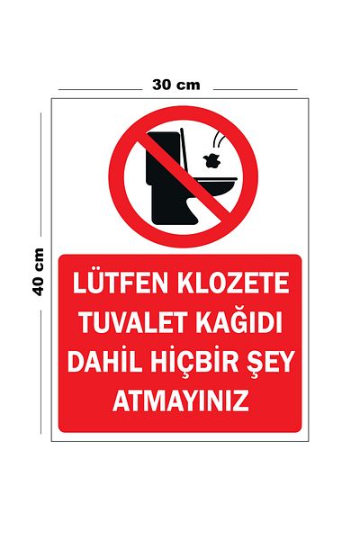 Lucena Metal Please Do Not Throw Any Garbage into the Toilet Toilet Paper Included 30cm X 40cm A3 Size Warning