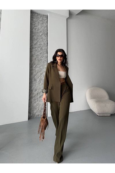 Moda İkra Blazer Jacket Pants Belt Suit