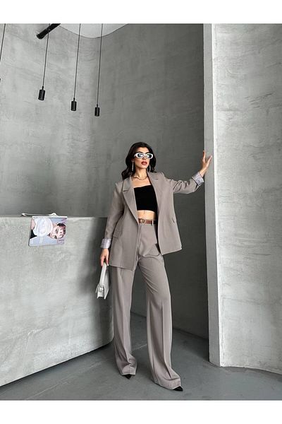 Moda İkra Blazer Jacket Pants Belt Suit